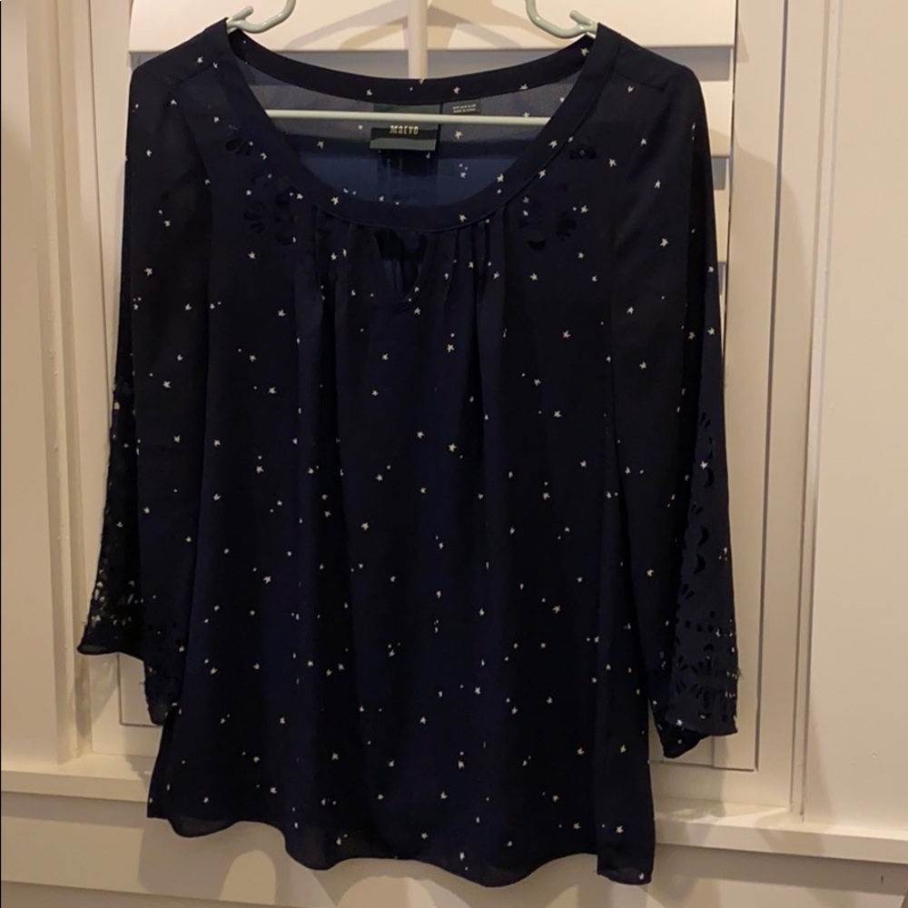 Anthropologie 3/4 sleeve cut out top
